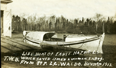 Postcards were printed celebrating the successful rescue of the crew of the Waldo by members of the crew of the Eagle Harbor Life Saving Station.